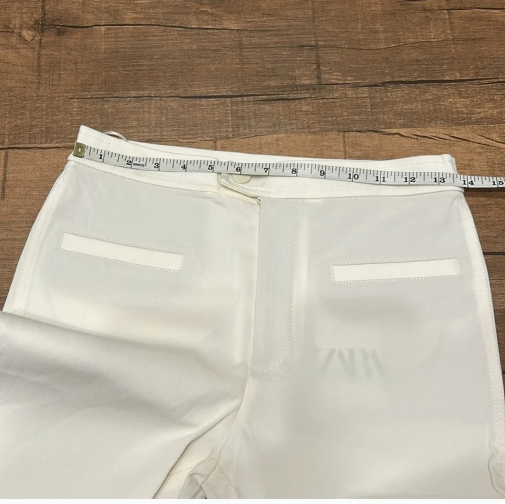 Zara ZW Collection White Tailored Stretch Ankle Cropped Pants NWT Size S